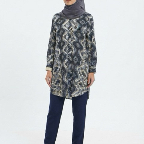 SETELAN TUNIK JUMBO CRINCLE PREMIUM MOTIF WANITA // SETELAN KEMEJA MOTIF // triset Setelan botega cr