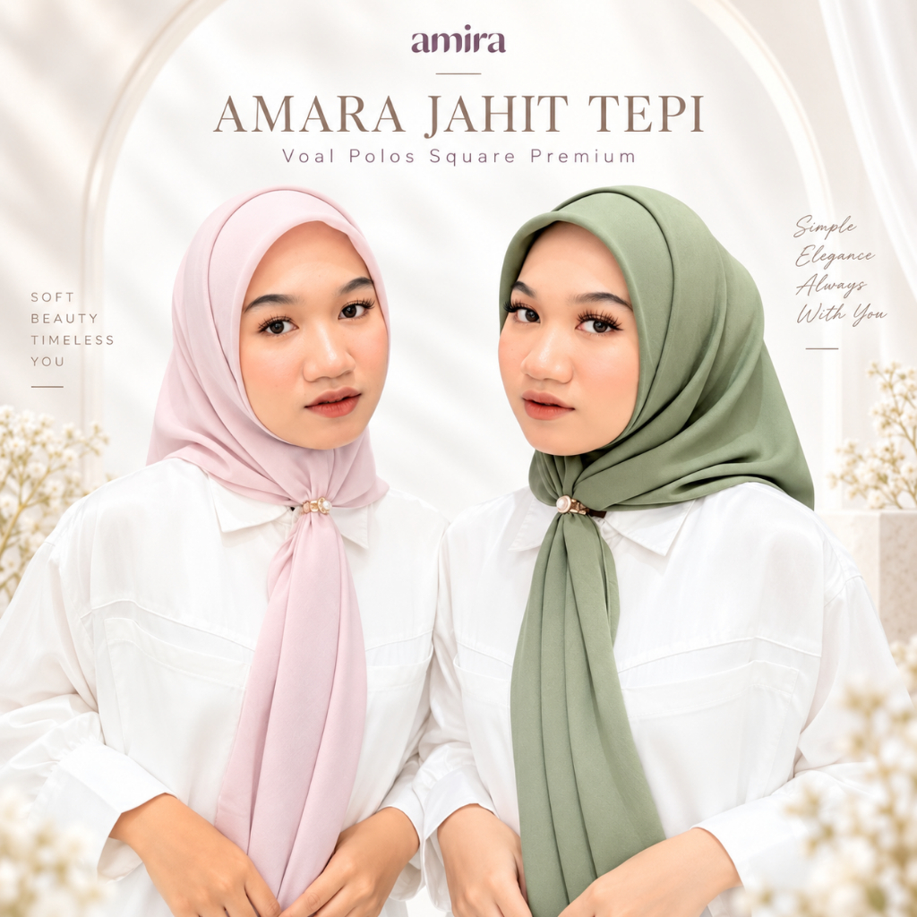 Hijab Kerudung Jilbab Voal Polos Square - AMARA JT Segiempat Arabian  Premium - SCARF BY AMIRA