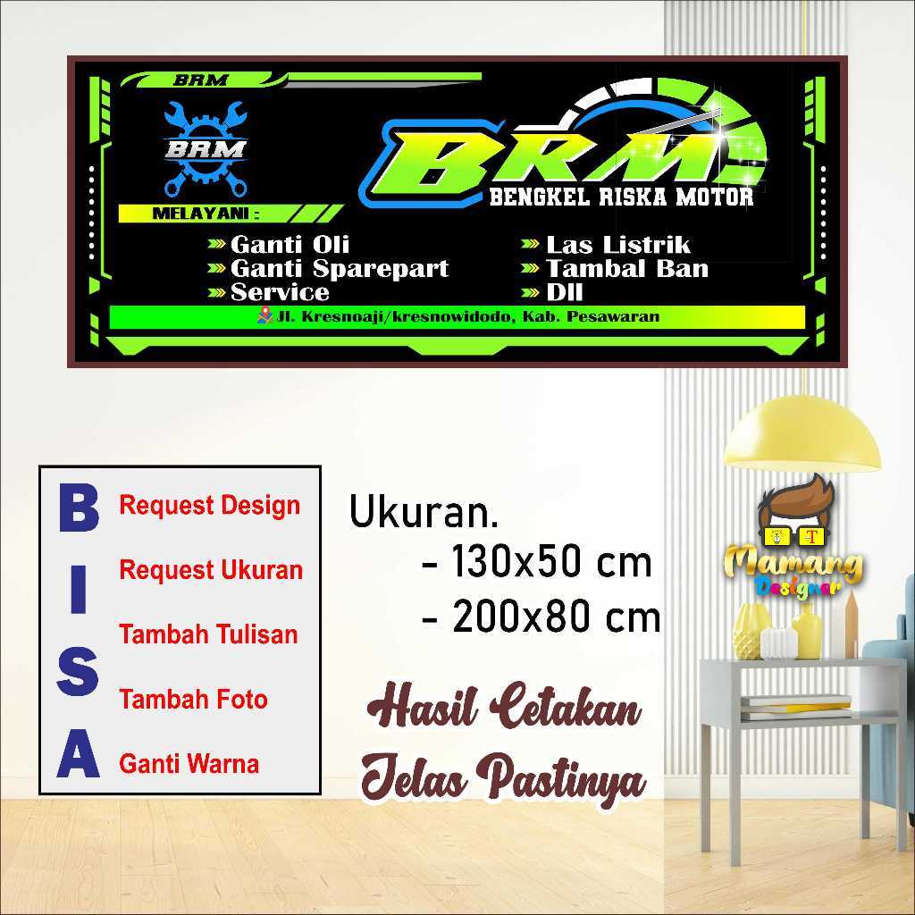 Spanduk Banner Custom Bengkel Racing Bisa Ubah