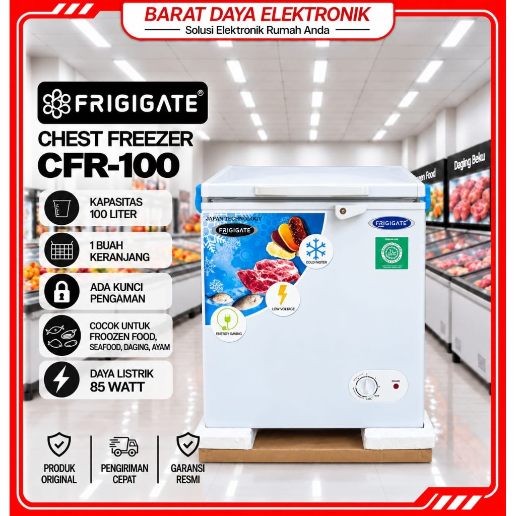 Freezer Frigigate CFR 100 Frigigate Chest Freezer Putih Lembari Pembeku Makanan