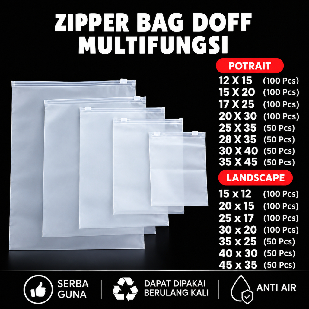 Zipper Bag Doff / Zipper Bag Pouch Doff/ Ziplock Sleting/ Organizer Travel Pouch