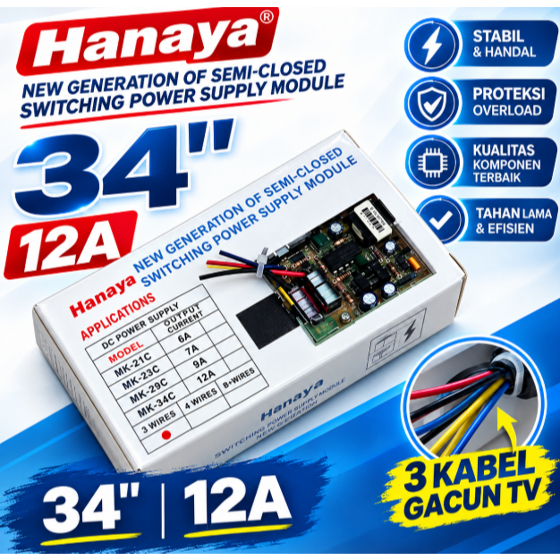 GACUN TV SWITCHING POWER SUPPLY MK-34C 12A MODUL REGULATOR PSU UNIVERSAL TV TABUNG CACUN HANAYA MONS