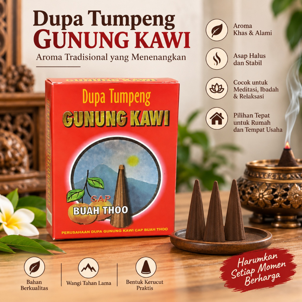 Dupa Tumpeng Kerucut Gunung Kawi MERAH