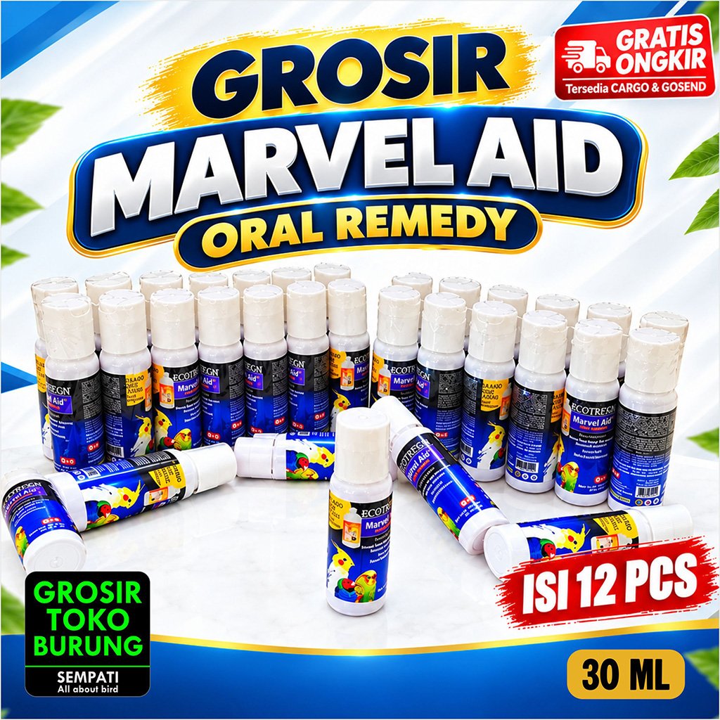 SEMPATI GROSIR Marvel Aid Oral Remedy 30 ML Isi 12 PCS Vitamin Burung Kakatua Parrot Finch Lovebird 