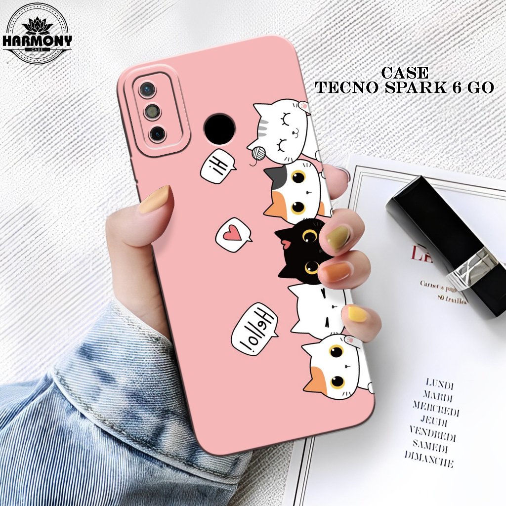 Case Tecno Spark 6 Go Terbaru- Fashion Case Kucing - Softcase Tecno Spark 6 Go - Silikon Pro Camera 