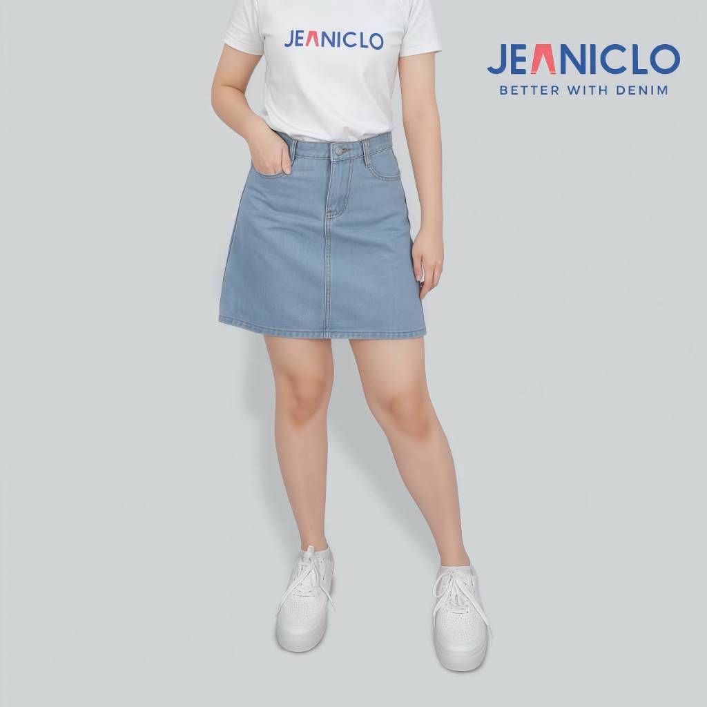 JEANICLO - SKIRT JEANS JN001 | Rok Pendek Mini Skirt Jeans Wanita Highwaist Bahan Denim Premium | Ro