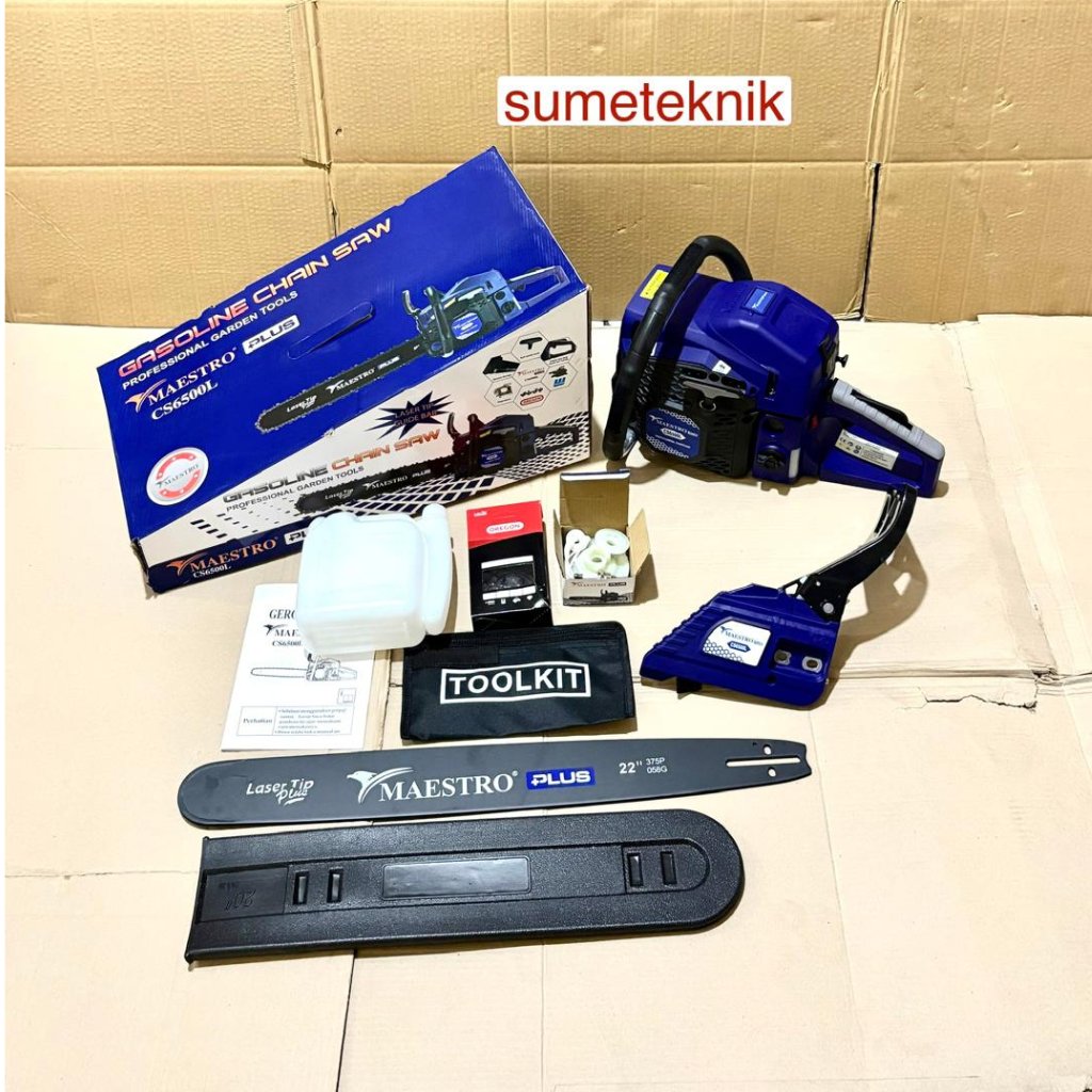 Chainsaw Maestro 6500L Bar Laser 22" Plus CS6500L Maestro Mesin Gergaji Kayu Maestro 6500L