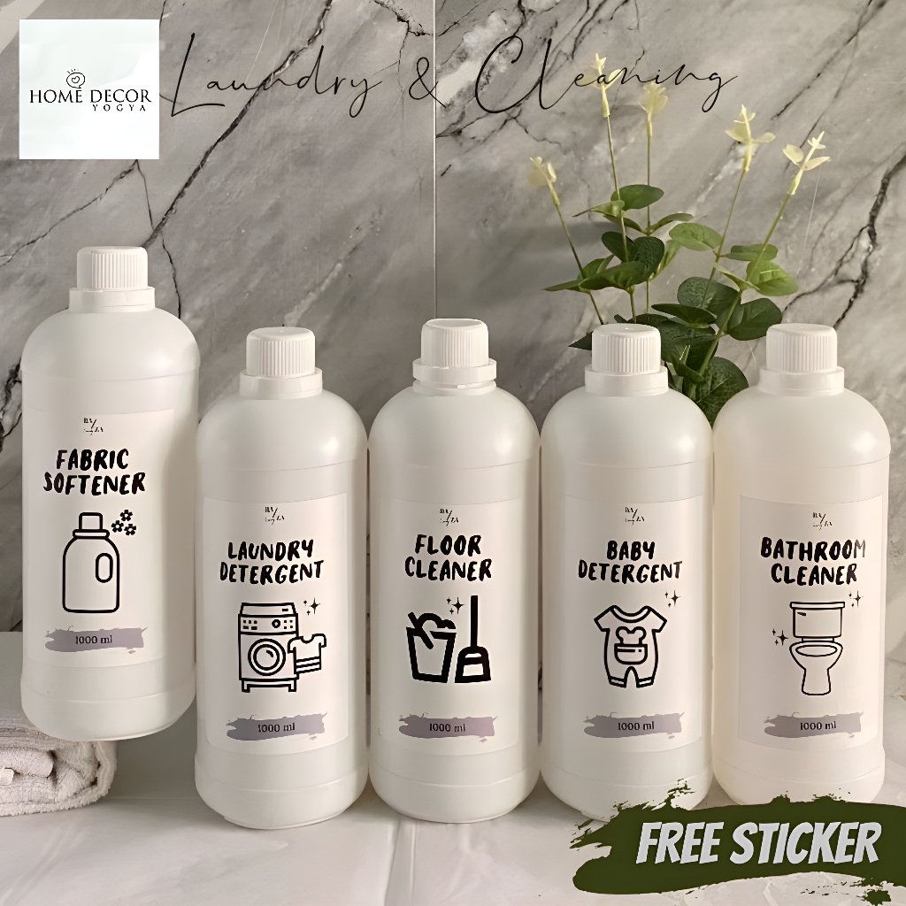 BOTOL Refill Botol Minimalis Aesthetic Cairan Laundry, Kitchen & Cleaning (Label Costum)