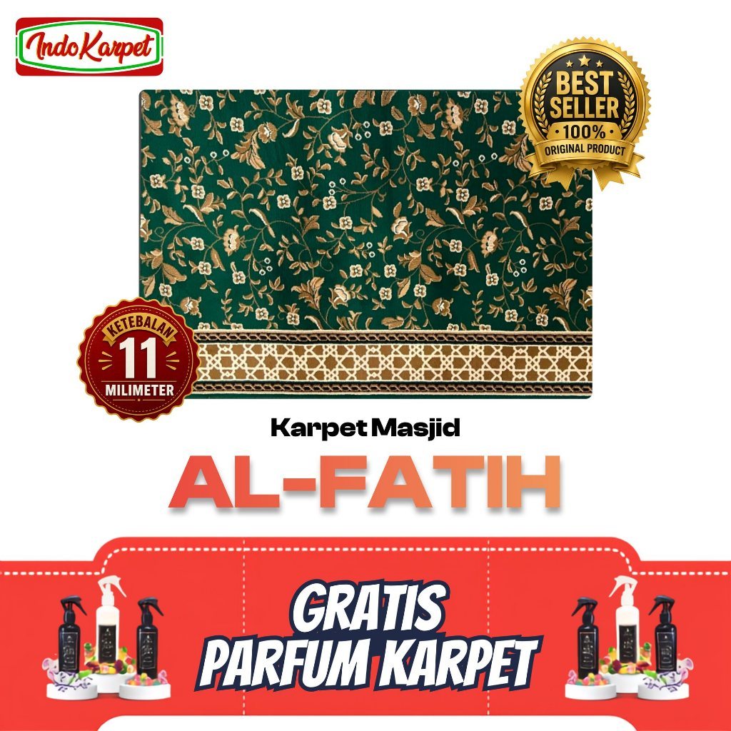 Karpet Masjid Meteran AL FATIH Tebal 11mm Sajadah Mushola Bahan Polyprophylene BCF