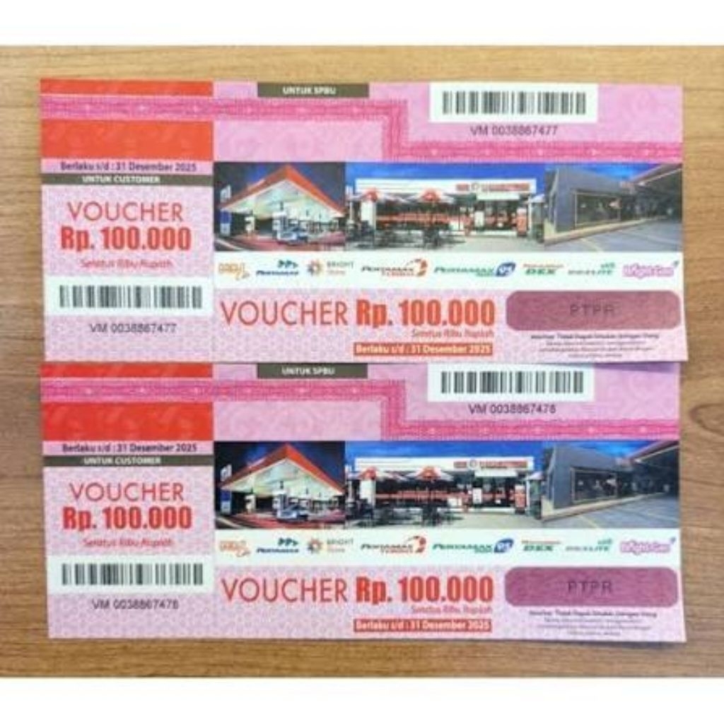 Voucher Rp. 100.000 PTPR untuk SPBU Berlaku s/d 31 Desember 2028
