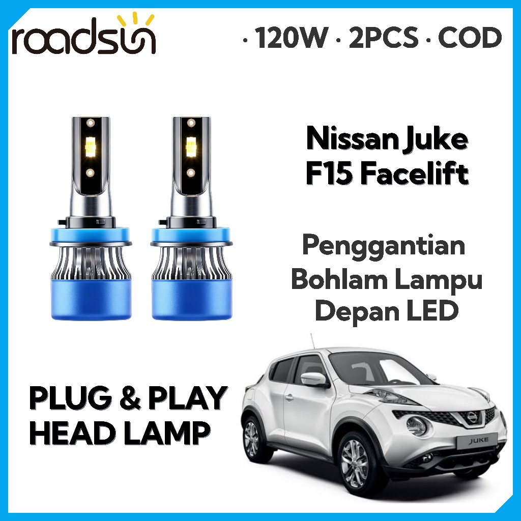 LED Headlights untuk Nissan Juke F15 Facelift HB3+H11 Headlamp H11 Foglamp 6000K 2 PCS