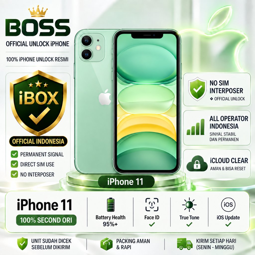 HP iPhone 11 iBox Original 100% Second Ex iBOX Indonesia 64GB 128GB Fullset Mulus BH 95%+iCloud Clea