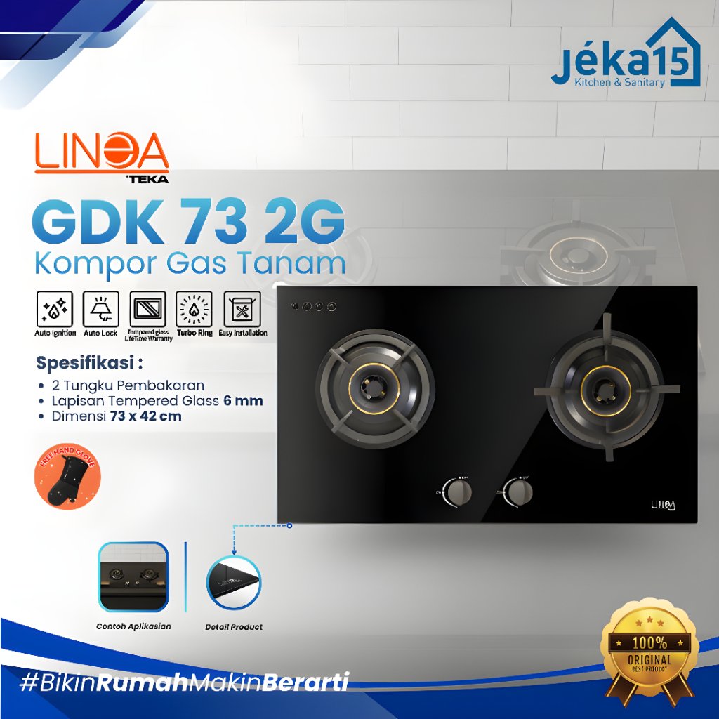 JEKA15 - TEKA Linea GDK 73 2G Kompor Gas Tanam 2 Tungku