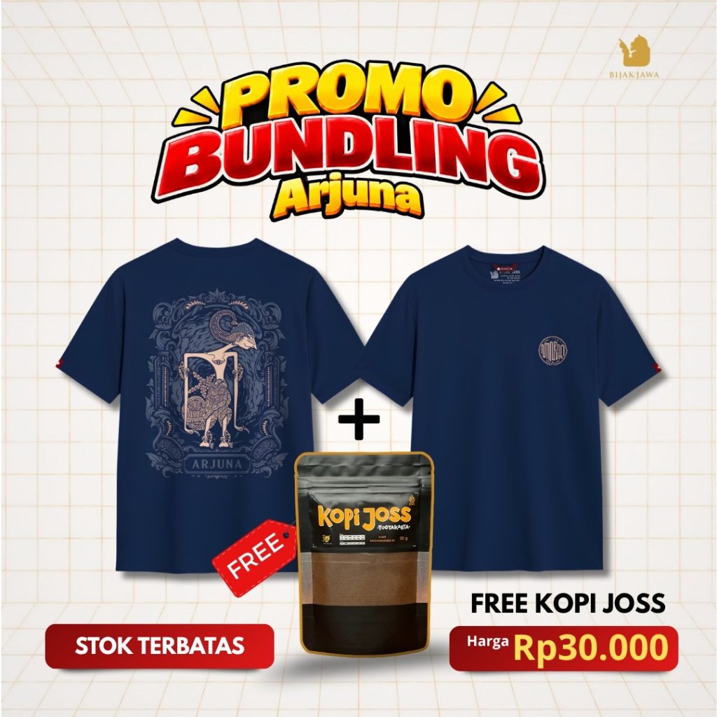 BIJAK JAWA Kaos Wayang Arjuna New Free Kopi Joss