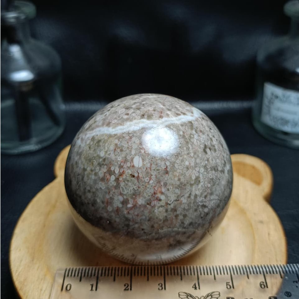 Batu Alam Natural Coral Jasper Sphere (2) Batu Asli Alam