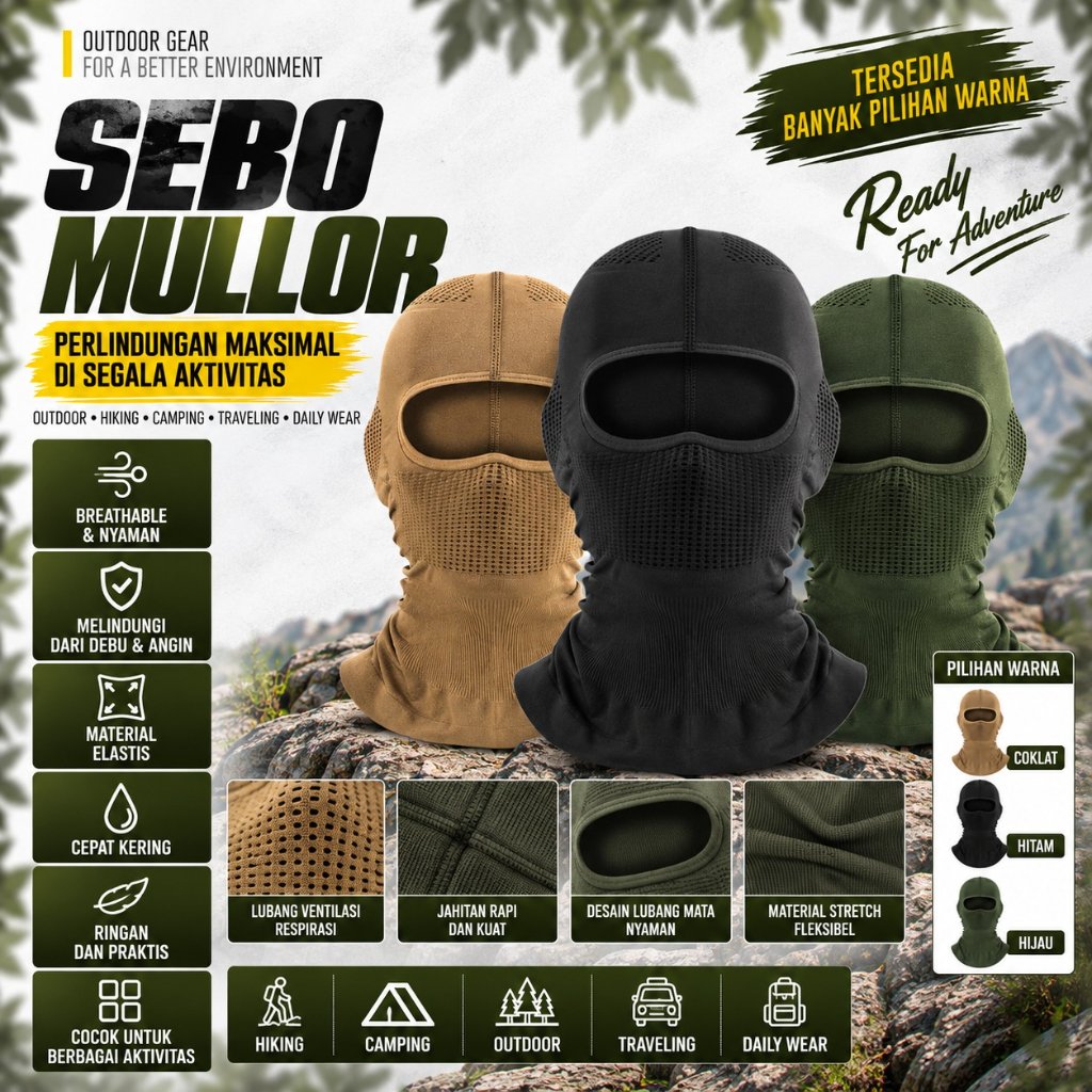 Sebo balaclava mulor  sebo lembut  balaclava elastis sebo pria motor import sebo bersepeda