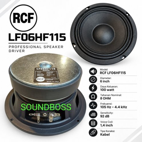 Komponen speaker woofer 6 inc RCF LF06HF115 coil 1,4 inc 100w