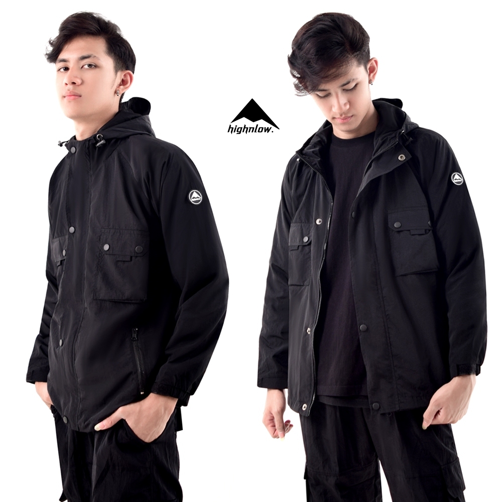 HIGHNLOW Jaket Casual Cringkle Unisex Jaket Casual Football Cowok Cewek Outdoor Motoran Windbreakers