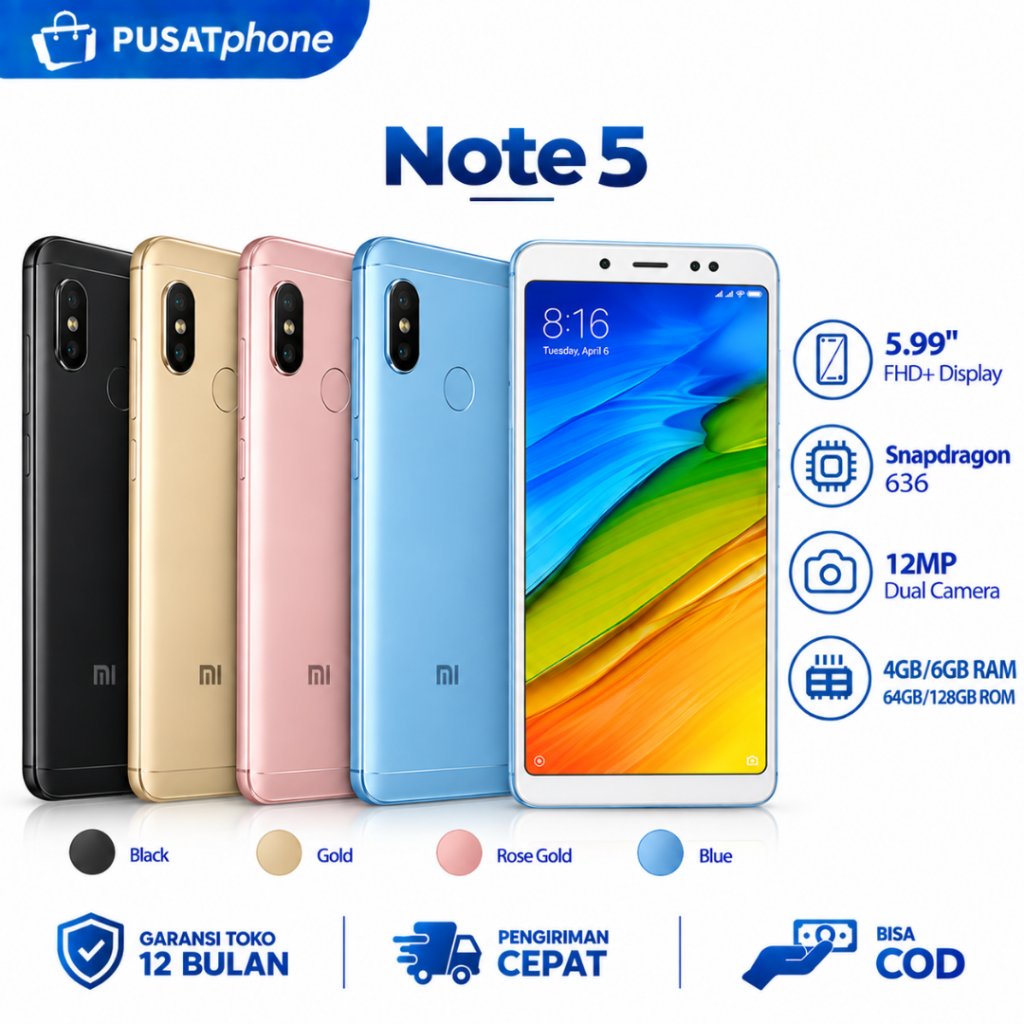 HP REDMI NOTE 5 4G LTE RAM 6/128GB SMARTPHONE ANDROID FULLSET GARANSI 12 BULAN