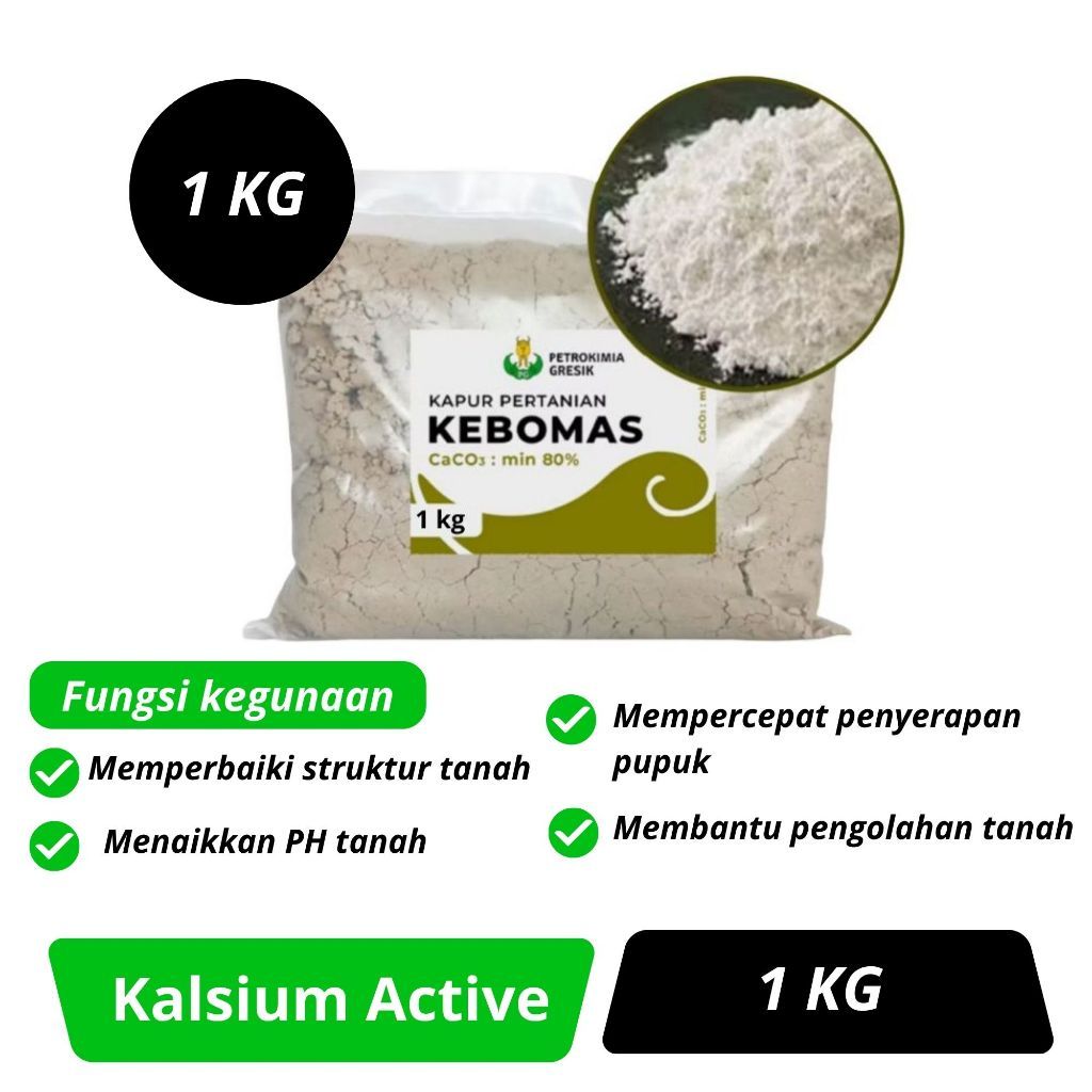 PUPUK KAPUR PERTANIAN KAPTAN DOLOMIT DOLOMITE KEBOMAS REPACK 1 KG/500GRAM