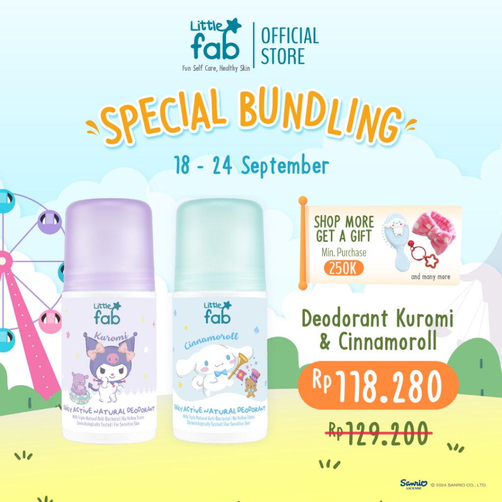Little Fab Kids - Daily Active Natural Deodorant | Limited Edition Kuromi & Cinnamoroll