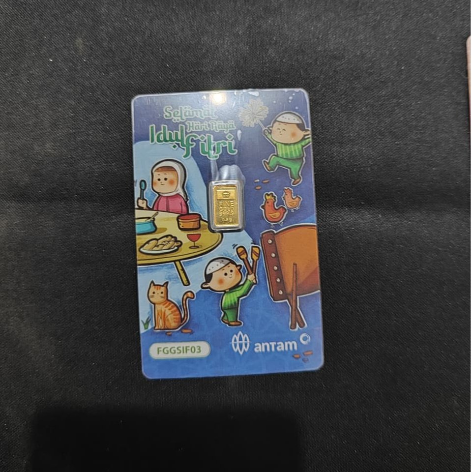 Emas Batangan Antam Logam Mulia 0.5 Gram - Edisi Gift Card Selamat Idul Fitri (Kadar 999.9 Certicard