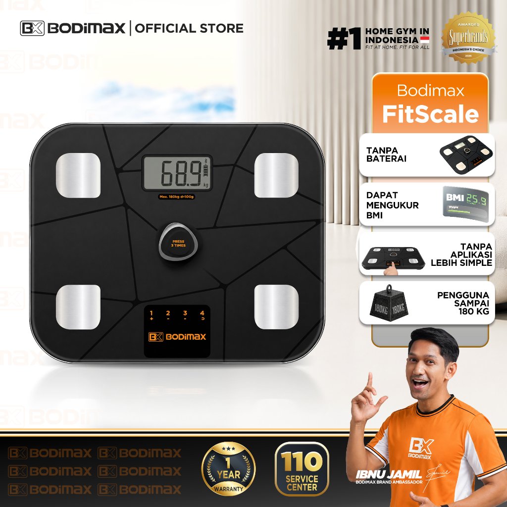 BODIMAX FITSCALE /  Timbangan Tanpa Baterai / Timbangan Badan Digital / Timbangan Lemak Tubuh