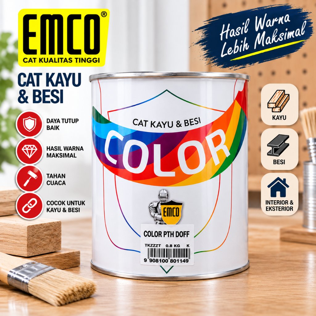 EMCO Color Cat Kayu & Besi Warna Putih Doff | Cat Besi Kayu