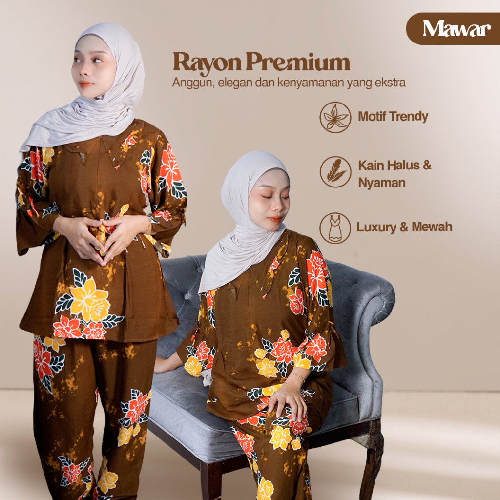 Setelan Celana Panjang Sabrina Mawar Batik Pekalongan Putri laila Tersanjung