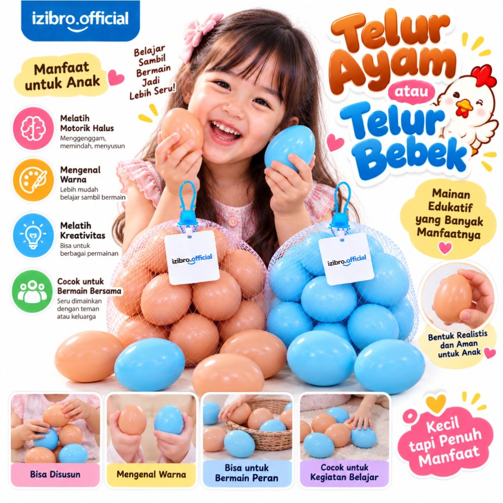 Izibro - mainan telor ayam isi 20 pcs - mainan anak - telor ayam isi 20 pcs mainan - mainan telor ay