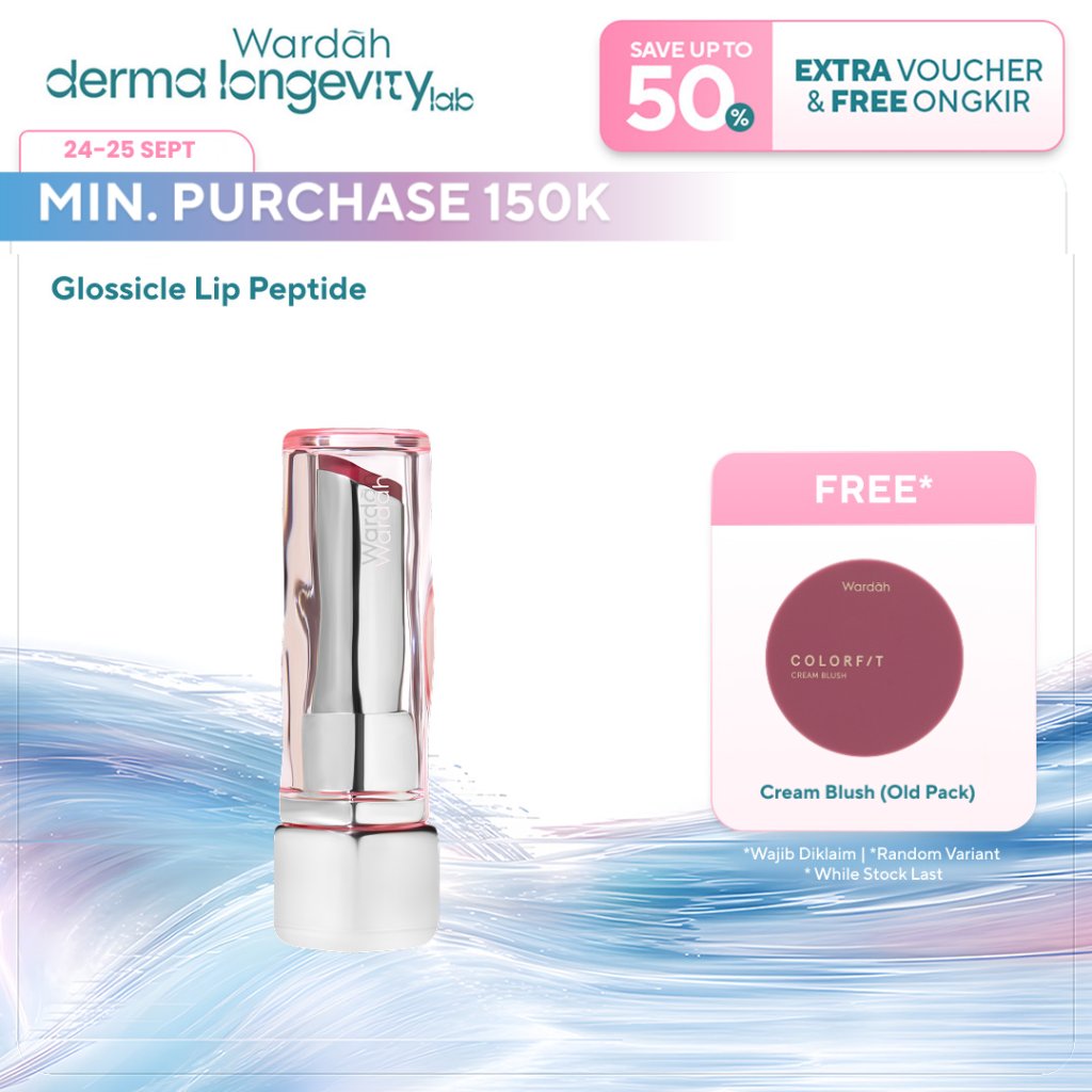 WARDAH Lip Balm Tinted Glossicle Peptide Balm - Ombre Glossicle - Lip Balm Dilengkapi dengan Peptide