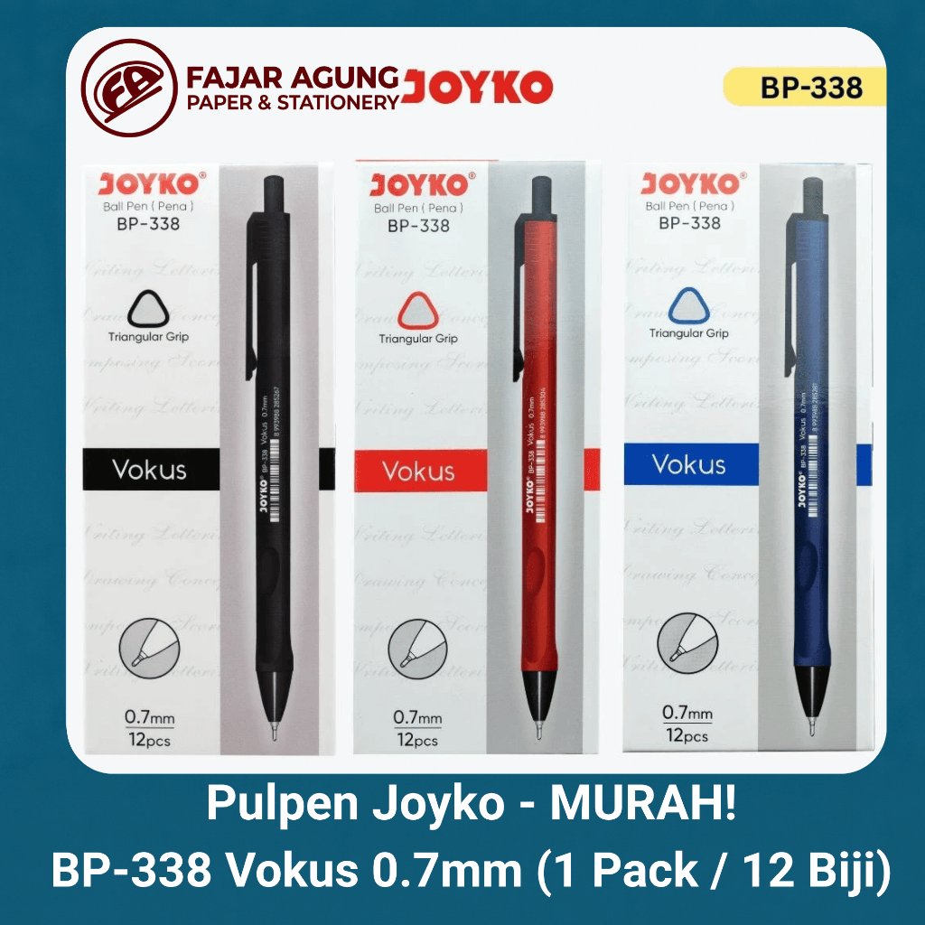 Pulpen JOYKO Ball Pen JOYKO BP-338 Vocus 0.7 mm Pena Pulpen 1 Pack isi 12 Pcs