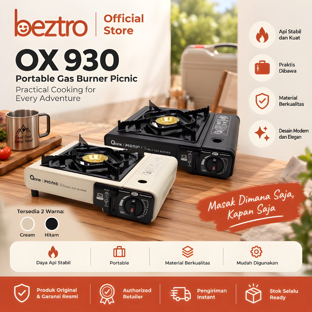 Oxone OX-930 Kompor Gas Portable 1 Tungku Gas Butane LPG 2 in 1 BBQ Camping Piknik Portable Stove OX