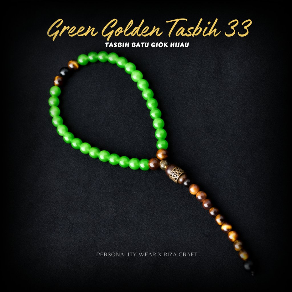 Tasbih Batu Giok Hijau Asli Original 33 Butir