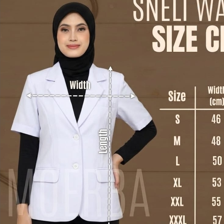SURABAYAOS17 Baju SNELI PUTIH Wanita MOERBA Furing Lengan Pendek