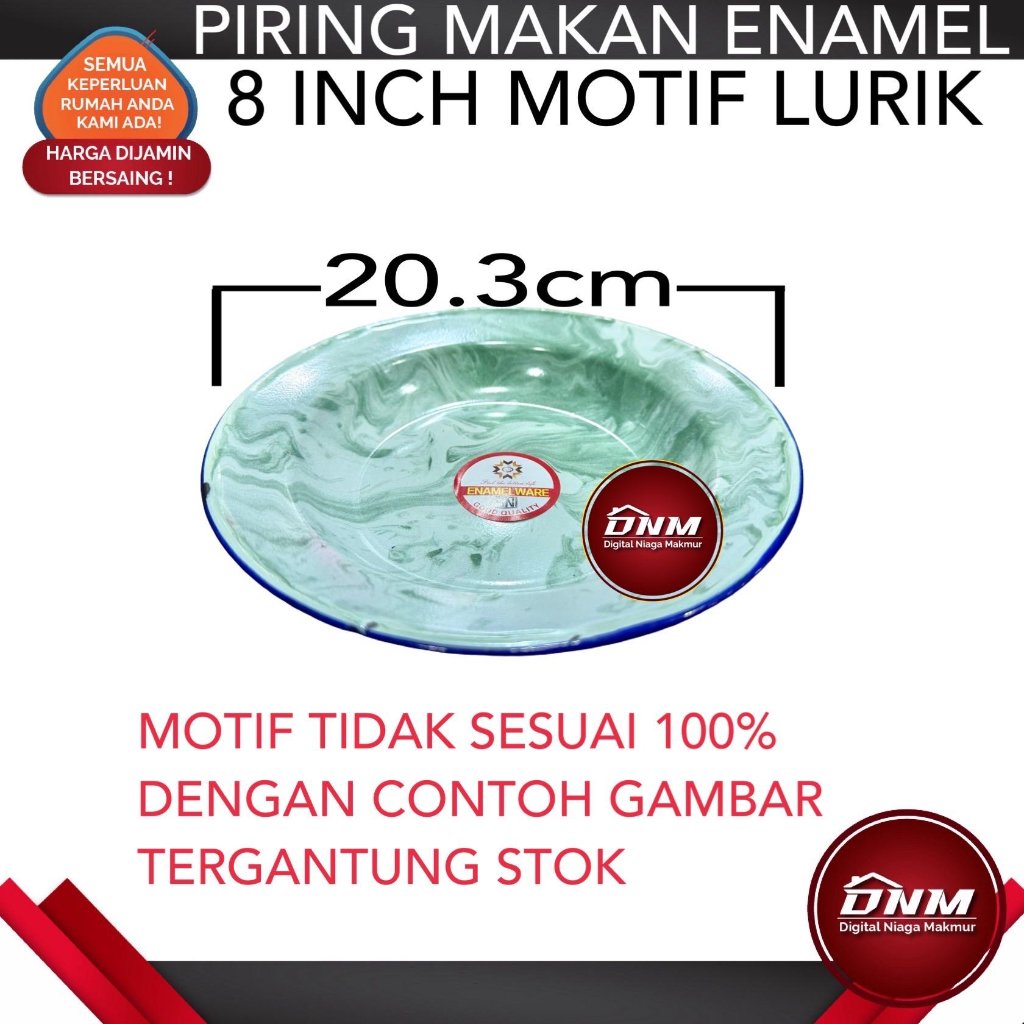 PIRING SENG ENAMEL LURIK HIJAU UKURAN 8inch / PIRING JADUL / PIRING KLASIK
