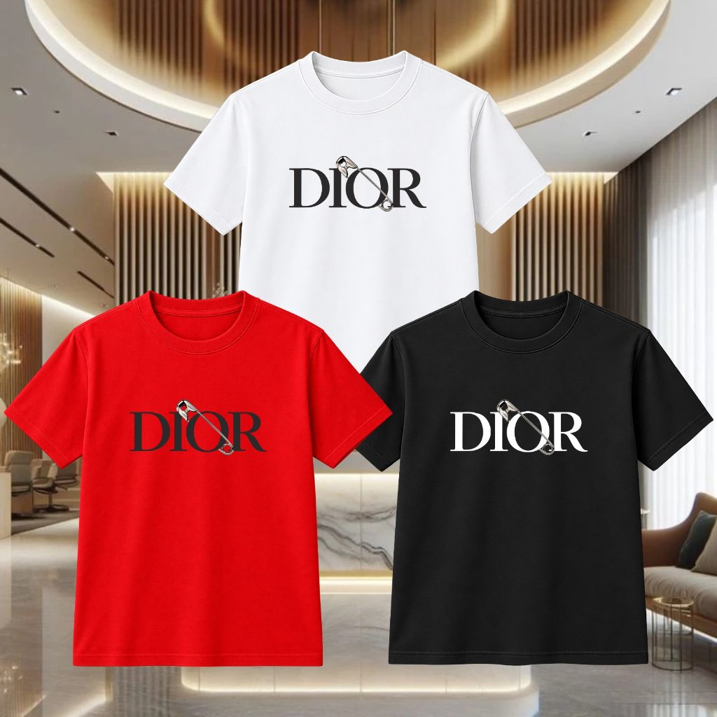 (COD) kaos distro Premium (1paket isi 3pcs) t-shirt Kaos Lengan Pendek Motif DIOR Bahan baby terry p