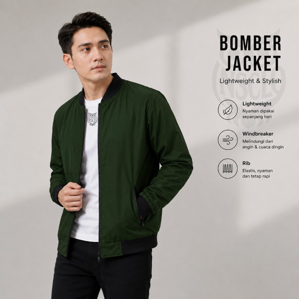 JACKET BOMBER MAN CASUAL / JAKET BOMBER POLOS PARASUT PRIA ORIGINAL INSCLO