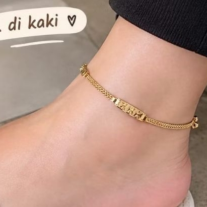 GELANG RANTAI MOTIF BUNGA MATAHARI + LONCENG CANTIK XUPING LAPIS EMAS