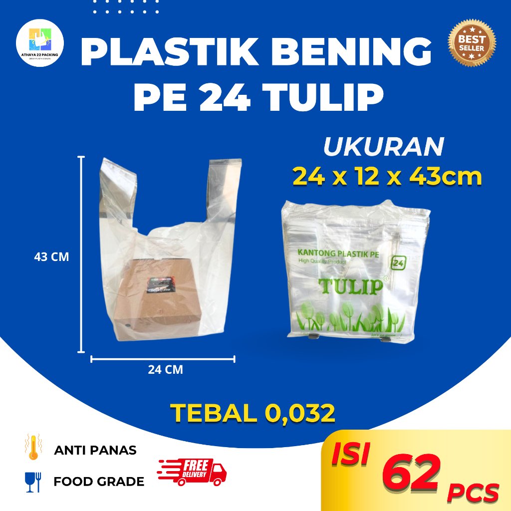 Kantong Plastik Kresek PE Bening 24 Tulip Bening