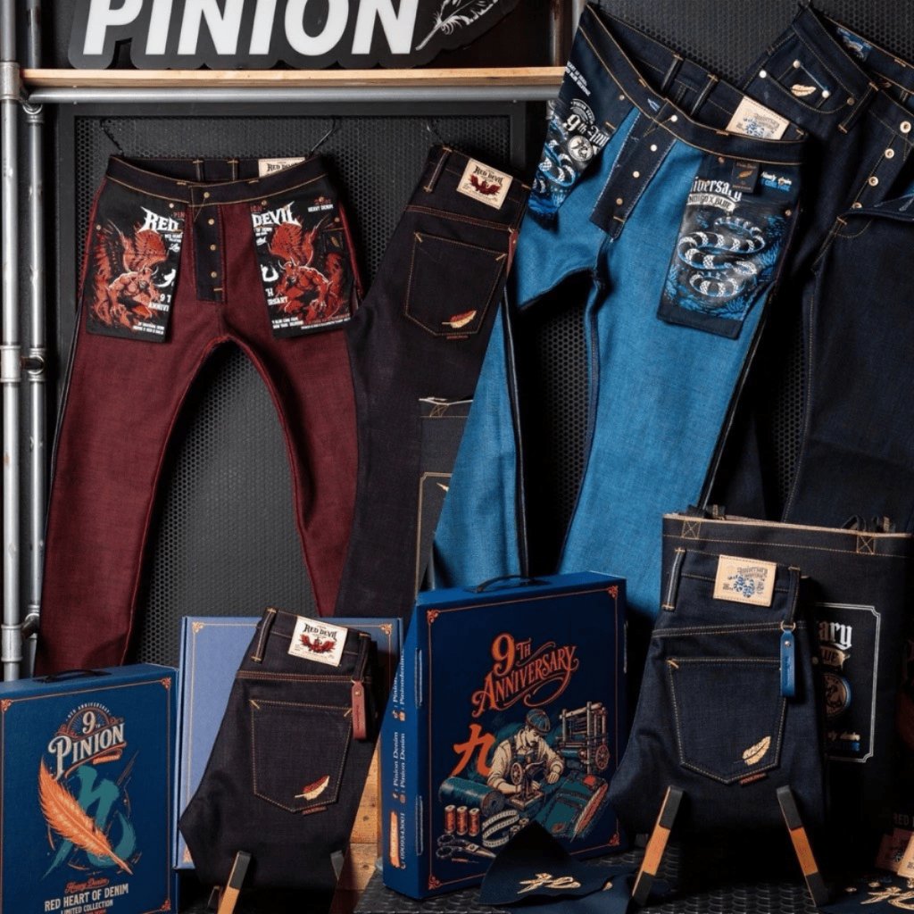 READY STOCK] PINION DENIM ANNIVERSARY 9th 26oz (rainbow blue fade)