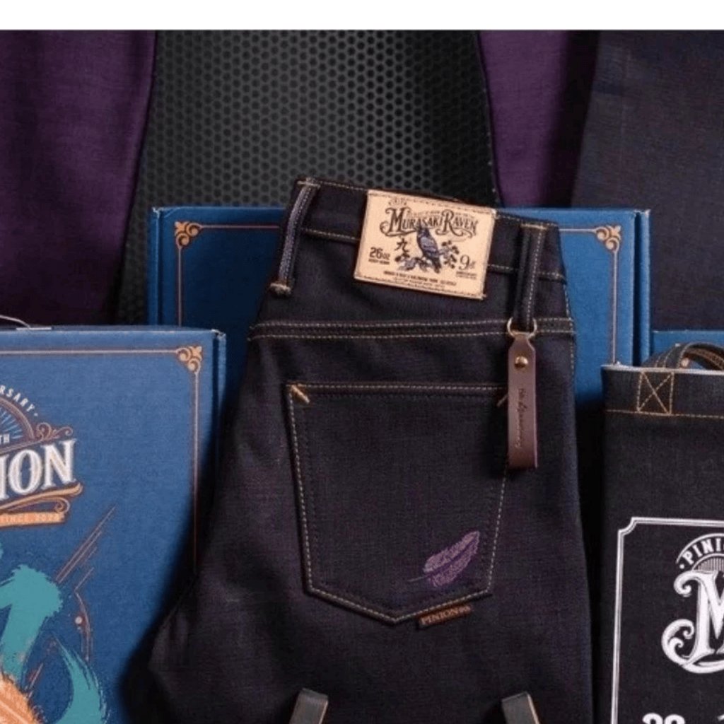 PINION DENIM - MURASAKI RAVEN 9th Anniversary - 26oz Triple Color Selvedge Purple Weft Japanese Raw 