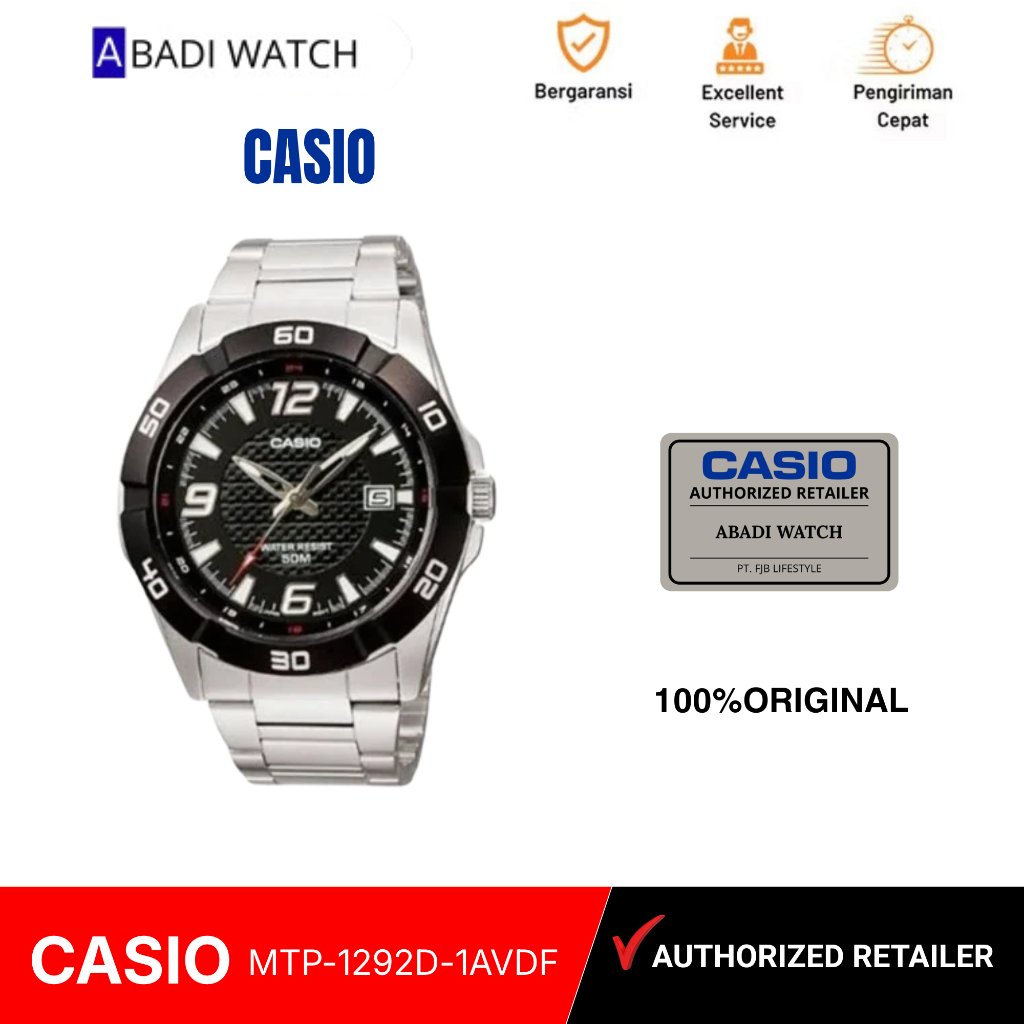 Casio jam Tangan Pria Rantai Original MTP 1292D 1AVDF / MTP-1292D-1AVDF /MTP1292D 1AVDF Original