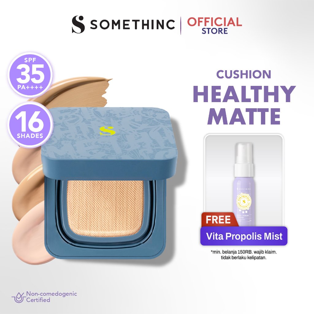 SOMETHINC HOOMAN Breathable Cushion Cover SPF 35 PA++++ - Cushion Dengan Skin Matte Finish Anti Greasy, Anti Cakey, Dan Anti Cracking | Mampu Menyamarkan Pori, Meratakan Warna Kulit, Ringan Digunakan Di Wajah, Memproteksi Kulit Dari Sinar Matahari