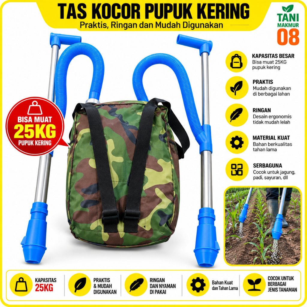 Alat Tabur Pupuk Kering Model Tas Gendong 25 KG - Alat Pemupuk Tanaman Jagung Padi Kebun Loreng