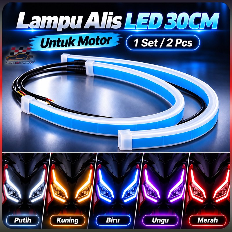 2PCS lampu alis lampu alis running 2 mode lampu alis running 30cm Led lampu alis motor mobil