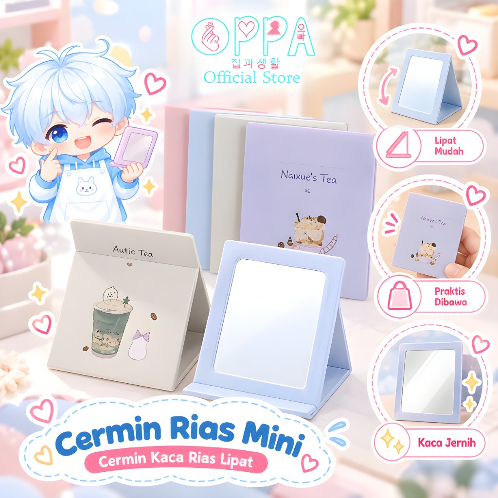 BISA COD Cermin Rias / Cermin Kaca Rias Lipat Sedang / Cermin Lipat Model Buku - Random Kecil