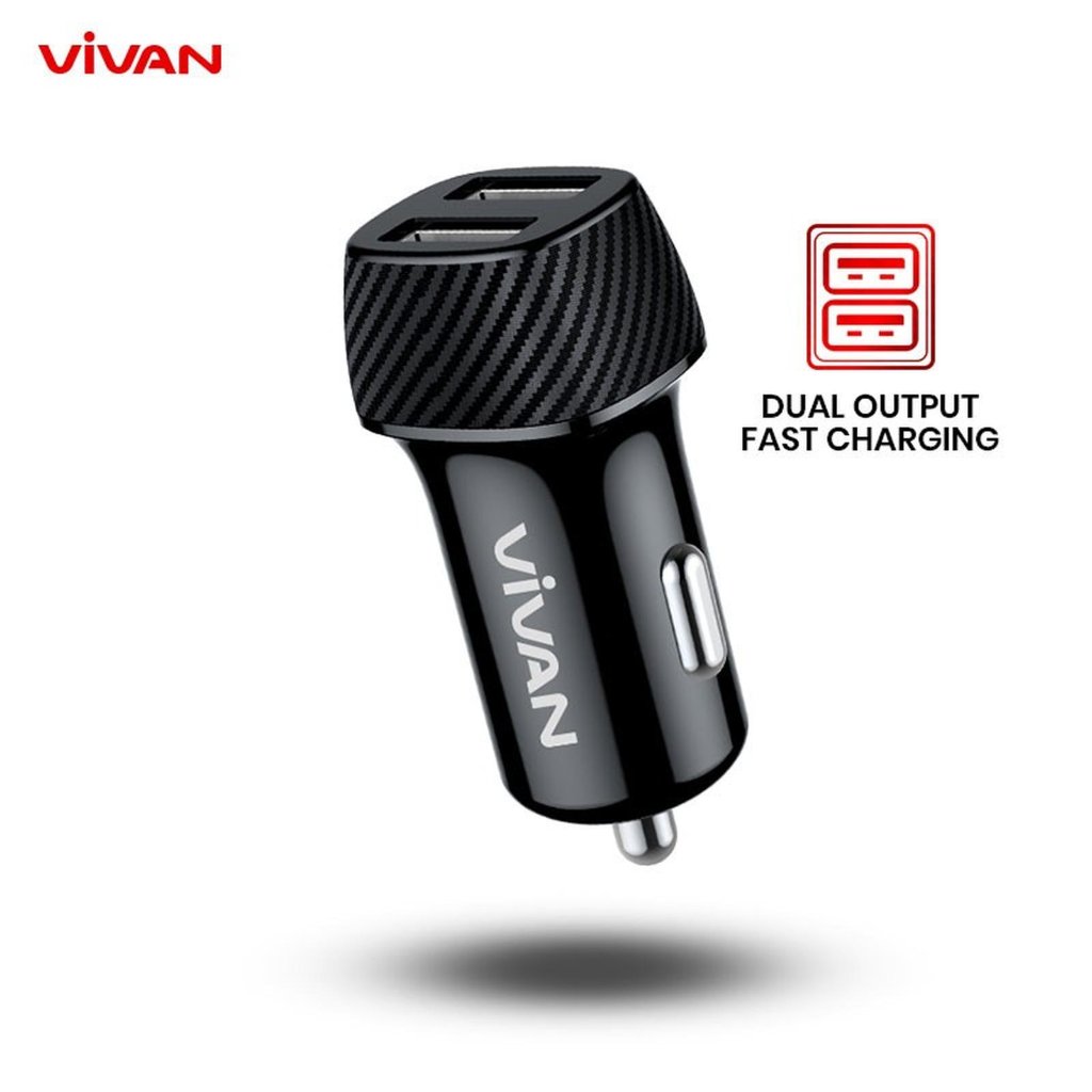 VIVAN CC02C Car Charger 3.4A Dual USB Smart Ic Quick Charging / Charger HP Di Mobil Vivan CC02C