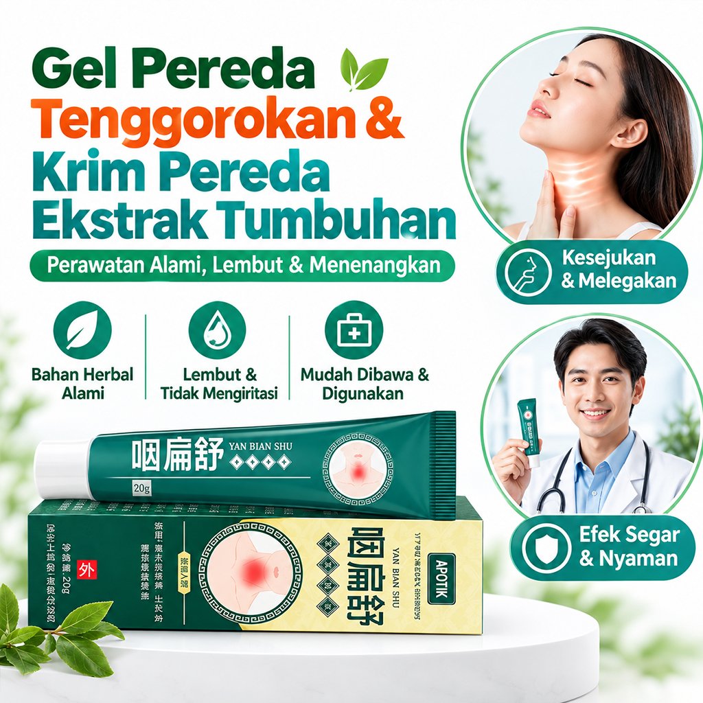 Gel Tenggorokan Herbal 20g untuk Bersihkan Dahak Paru-Paru, Batuk Berdahak, Dada Sesak & Napas Berat