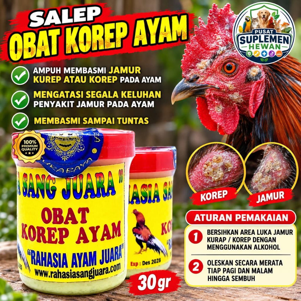 Salep Obat Korep Ayam 30gr | Obat Kurap Jamur Ayam Bangkok | Salep Anti Jamur Korep Ayam